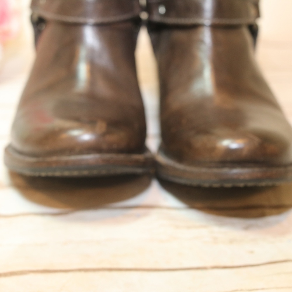 FRYE Boots Brown Leather Distressed Buckle Sz. 7.5 - Picture 7 of 8
